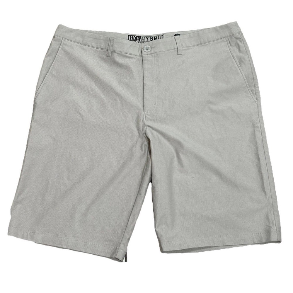 BKE Hybrid Standard Fit Tan Khaki Shorts Mens Textured Casual Summer 12in Inseam
